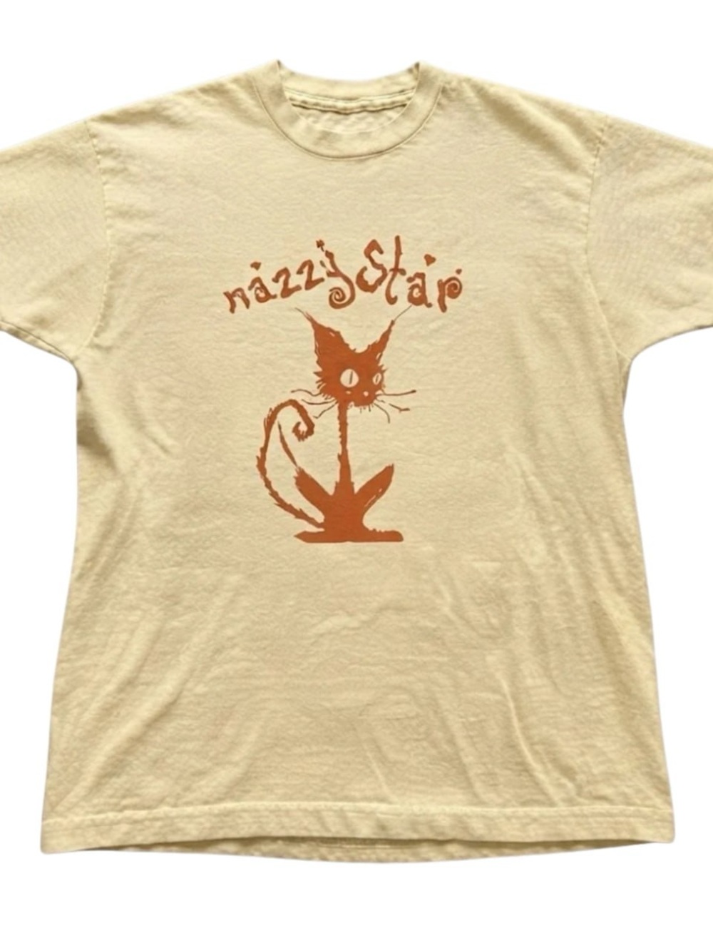 Cream Tee with Mazzy Star Cat Graphic